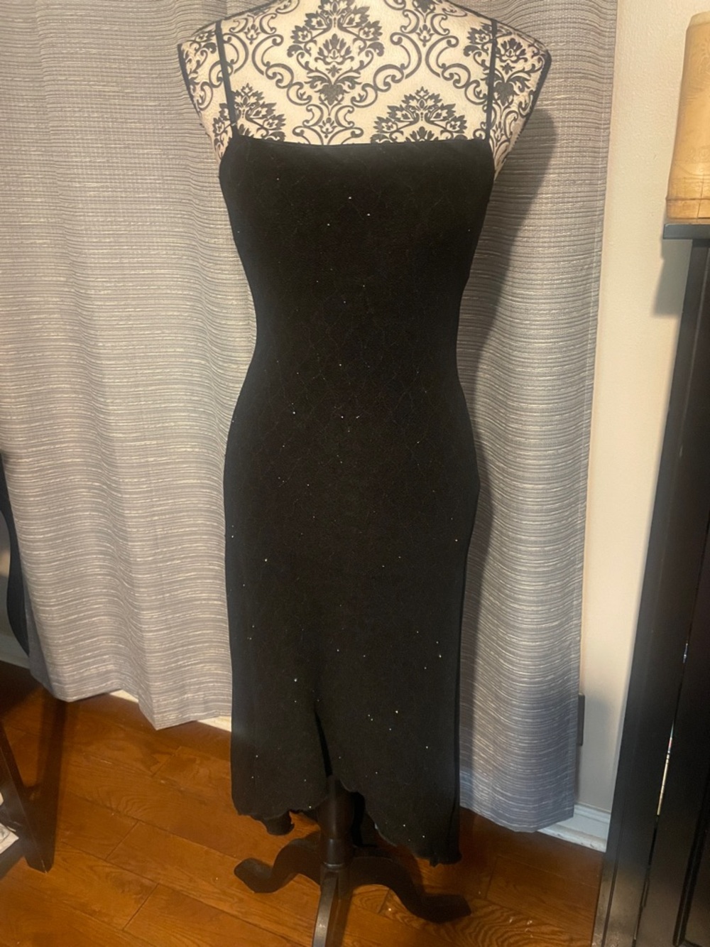 Jodi Kristopher Black Sparkle Midi Slip Dress